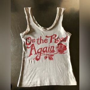 Bandit Brand On the Road Again Lace Tank Off White Sz M